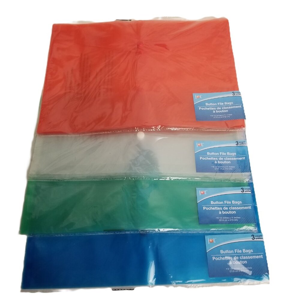 Plastic Document Wallets 12 Pack Button Closure Letter Office Organization